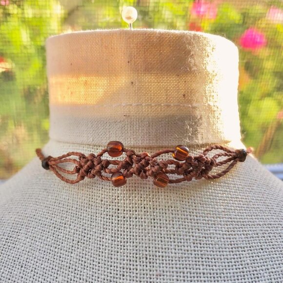 Boho Granola Girl Beaded Macrame Necklace | Choker - Picture 4 of 6